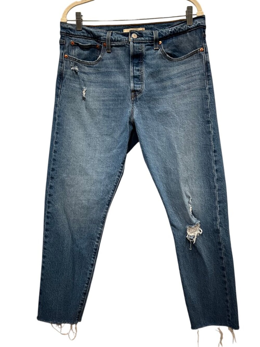 Levi's Wedgie Straight Distressed Jeans, Blue, 32